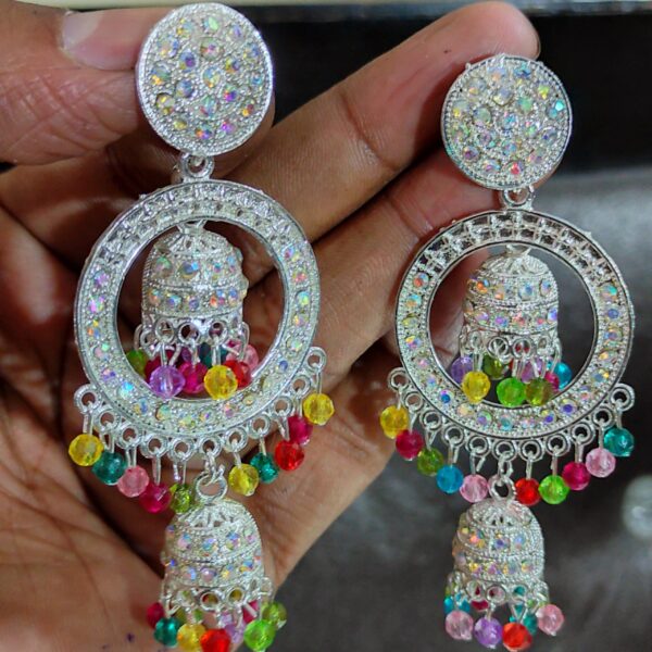 Double Layered-Hoop Jhumka Earrings - Image 5