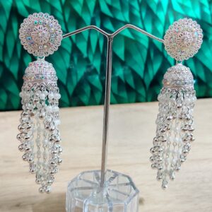 Silver Studded Jhumka Earrings
