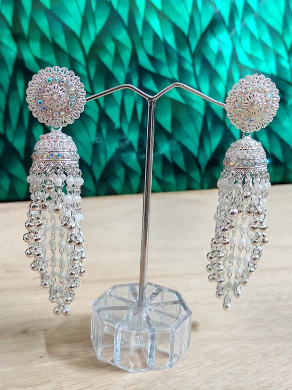 Silver Studded Jhumka Earrings