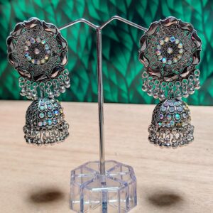 Round Mirror Jhumka Earrings