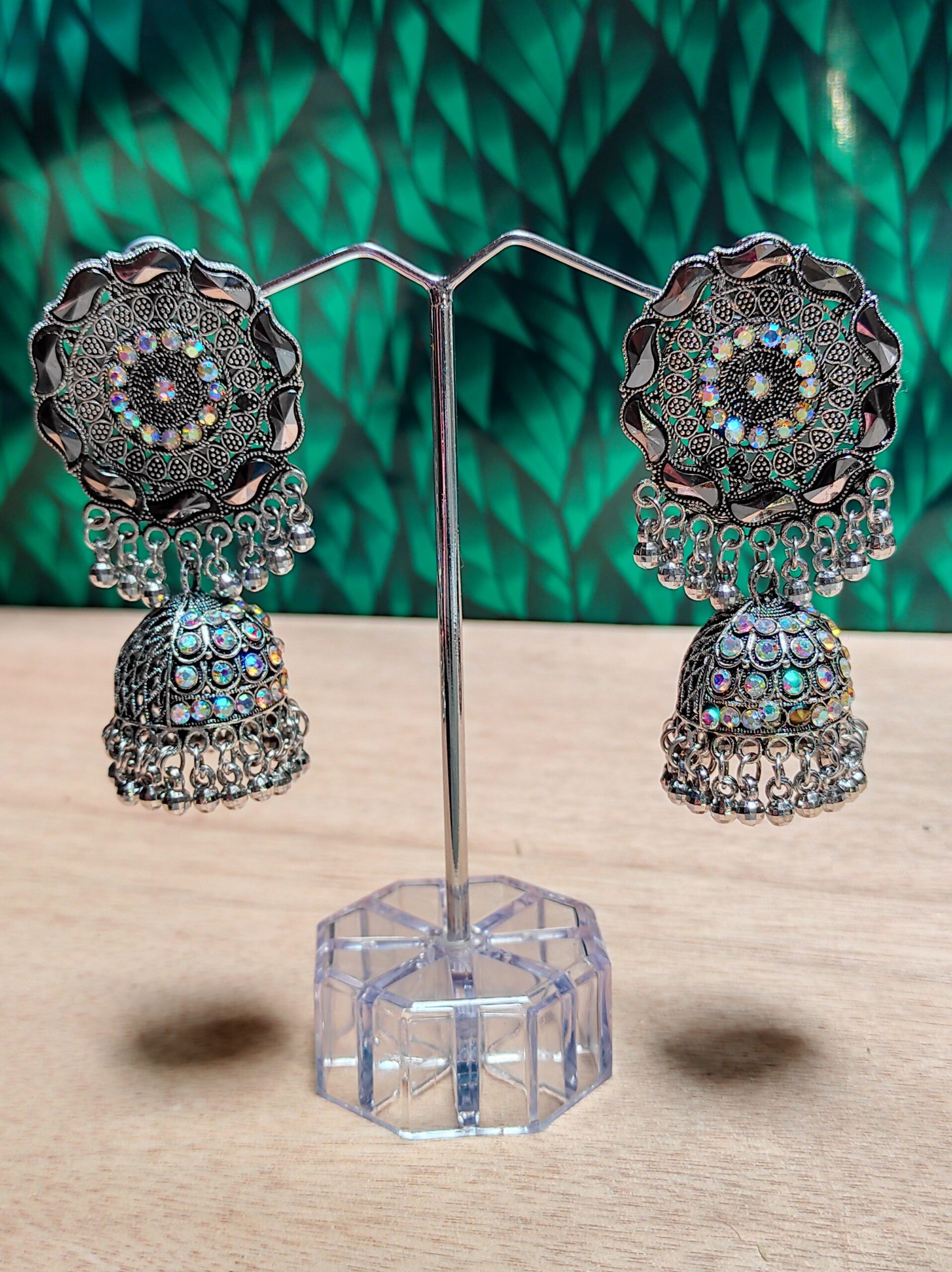 Round Mirror Jhumka Earrings