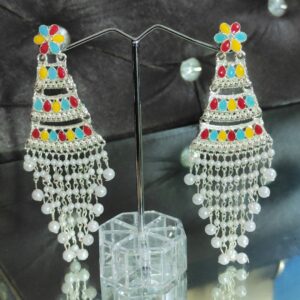 Floral-Pearl Chandelier Earrings