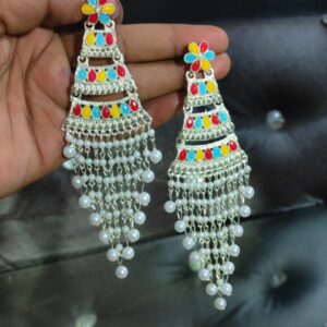 Floral-Pearl Chandelier Earrings